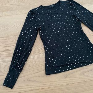 RW&CO. Black Top with White Polka Dots